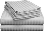 Cal King Egyptian Cotton 6-PIECE Sheet Set Light Grey Stripes, Deep Pocket. Fixed Price $116.99.