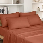 Homeideas Queen Terracotta 6-PIECE Bed Sheet Set Deep Pocket Microfiber. Fixed Price $54.01.
