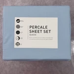 Aq Textiles Percale Sheet Set Queen Solid Blue 4 Pc 220 Thread Count. Fixed Price $49.99.