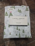 Laura Ashley King Percale Sheet Set 100% Cotton Winter Wonderland Green Trees. Fixed Price $85.72.