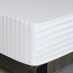 California King Size Striped Fitted Sheet White, 600 Thread Count 100% Cotton. Fixed Price $45.10.