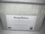 Tommy Bahama Paloma Green Stripe Queen 4PC. Washed Cotton Percale Sheets Nwt. Fixed Price $79.99.