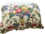 Vtg Heavy Cotton Jacquard Floral Ruffled Pillow Shams Queen 20X30 Two Custom. Fixed Price $50.00.