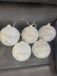 Vintage Set Of Ornaments Glass White Iridescent Christmas Holiday Xl 6IN O5. Fixed Price $60.00.