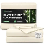 Groundbam Bamboo Silver Infused Bed Sheet Set California King Off White. Fixed Price $79.99.