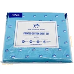 Southern Tide Printed Skipjack Logo Cotton Sheet Set - Topaz Blue, King Size. Fixed Price $97.20.