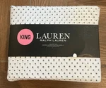 Lauren Ralph King Size Set Cotton Gray Polka Dots. Fixed Price $90.00.