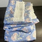 Vintage Eileen West Blue Floral Sheet Set Cotton Lace Trim 4 Piece Shabby Chic. Fixed Price $35.00.
