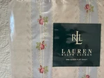 Ralph Lauren Rosebud Blue Cream Striped Queen Flat Sheet- New Vintage Pattern. Fixed Price $179.00.