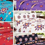 Nu Trendz Native American 4 Pc Queen Sheet Set White Lodge Southwest Starburst. Fixed Price $33.99.