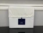 Ralph Lauren Rl Organic Sateen Border Cotton Flat Sheet White / Parchment Queen. Fixed Price $40.00.