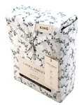 Nwt Laura Ashley King Size Saras Sprig Black/white 100% Cotton Percale Sheet Set. Fixed Price $89.99.