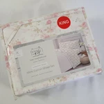 Shabby Chic 4PC King Sheets Set White Pink Roses Sage Leaves Cotton Farmhouse. Fixed Price $67.96.