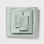 King Solid Performance 400 Thread Count Sheet Set Green - Threshold : Cotton Sat. Fixed Price $34.43.