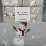 4PC Rae Dunn Christmas Snowman Queen Sheet Set Snowflakes Gray 17" Deep Pocket. Fixed Price $49.99.