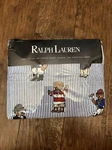 Rare Ralph Lauren Polo Teddy Bear Blue White Striped Flat Sheet - Queen. Fixed Price $190.99.
