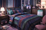 Vtg 80S Wamsutta Moody Cottagecore Abstract Striped Twin Sheet Pillow Case. Fixed Price $80.00.