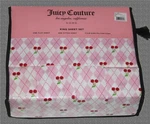 Juicy Couture Argyle Diamonds Cherries Pink White 6-PC Polyester King Sheet Set. Fixed Price $49.99.
