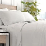 Kaycie Gray Fashion - 4 Piece Ultra Soft Elegant Pinstriped Bed Sheet Set. Fixed Price $60.99.