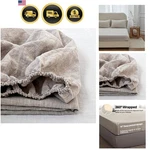 100% Linen Fitted Sheet KING1 Piece, 14 Inch Deep Pocket Mattress Cover Natur.... Fixed Price $133.67.