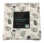 Cynthia Rowley Valentine Cats Twin Sheet Set Kittens Red Hearts Bows Glasses New. Fixed Price $39.99.