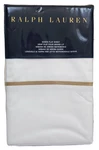 Ralph Lauren Palmer Percale Queen Flat Sheet - White / Chamois Tan. Fixed Price $67.95.