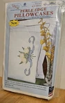 Jack Dempsey Perle Edge Pillowcases Stamp Hand Embroidery Tulip & Ribbon. Fixed Price $18.00.