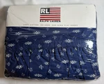 Ralph Lauren Shelley Indigo Denim Style Blue White King Flat Sheet, New. Fixed Price $118.99.