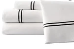 Amrapur King Size 4 Piece Sheet Set White W/black Double Marrow Hem 11000DMG-BLK. Fixed Price $25.00.