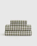 Nwot Quince European Linen Olive Green Gingham Sheet Set Twin Msrp $144. Fixed Price $99.00.