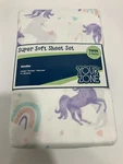 Your Zone Kids Soft Microfiber Sheet Set Purple Unicorn Twin 3 Pieces Easy Care. Fixed Price $12.49.