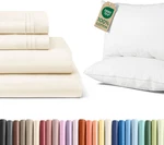 Luxury King Size 4-PIECE Sheet Set & 2 Cotton Bed Pillows. Fixed Price $135.99.