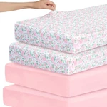 Baby Crib Sheets Girls 52"X28" Fitted For Standard & Toddler Bed 4 Pack. Fixed Price $28.99.