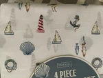 Envogue Nautical Beach Coastal Shells Lighthouse Sheet Set King 4-PC Nwt. Fixed Price $54.00.
