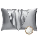 Bhz Grey Satin Goose Down Feather Pillows King Size With Pillowcase. Fixed Price $51.82.