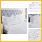 Superior Embroidered Cotton Bed Set, 1 Elastic Deep Pocket Fitted Sheet,. Fixed Price $57.39.