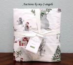 New Pottery Barn Snowman Organic Cotton Percale Queen Sheet Set Christmas Winter. Fixed Price $219.95.