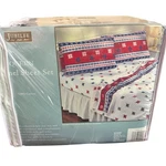 Vintage Jubilee Fair Isle Cotton Flannel Queen Sheet Set Red Blue White Nos New. Fixed Price $65.00.