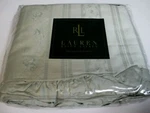 New Ralph Lauren Highfields Floral Jacquard Blue Sage Ruffled Flat Sheet - Queen. Fixed Price $199.99.