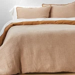 King Textured Chambray Cotton Duvet & Sham Set Warm Brown - Casaluna. Fixed Price $55.99.