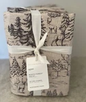Pottery Barn Rustic Forest Cotton Percale Queen Sheet Set Deer Cabin Winter. Fixed Price $199.99.
