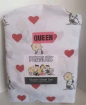 Peanuts Snoopy Charlie Brown Love Berkshire White Queen Sheet Set New! Free Ship. Fixed Price $63.99.