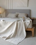 Organic French Linen Queen Bed Sheet Set - Breathable & Cooling. Fixed Price $210.99.