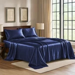 Satin Sheets Queen 4-PIECE, Midnight Blue Hotel Luxury Silky Bed Ext.... Fixed Price $44.14.