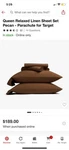 Queen Relaxed Linen Sheet Set Pecan Parachute Best For Hot Cool Sleepers. Fixed Price $139.95.