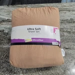 Mainstays Full Sheet Set Fatigue Tan 4 Pc Microfiber Ultra Soft New Open Package. Fixed Price $15.00.