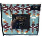 Pendleton Avra Valley 3-PIECE Flannel Twin Sheet Set Teal 100% Cotton New!. Fixed Price $74.00.