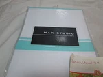 New Max Studio Home Aqua Blue And White Horizontal Stripe Cotton Shower Curtain. Fixed Price $32.98.