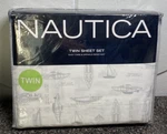 Nautica Twin Sheet Set Nip Captains Gig Ship Illustration Easy Care Cotton Blend. Fixed Price $17.99.
