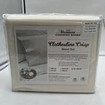 Vermont Country Store Clothesline Crisp Cal King Sheet Set 100% Staple Cotton. Fixed Price $110.00.